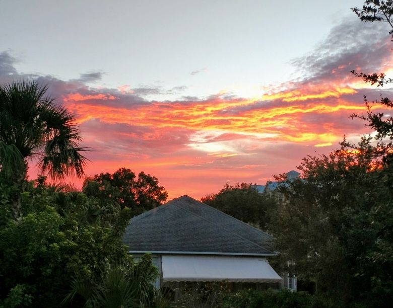Florida home with shingle roof at sunset in the Treasure Coast area